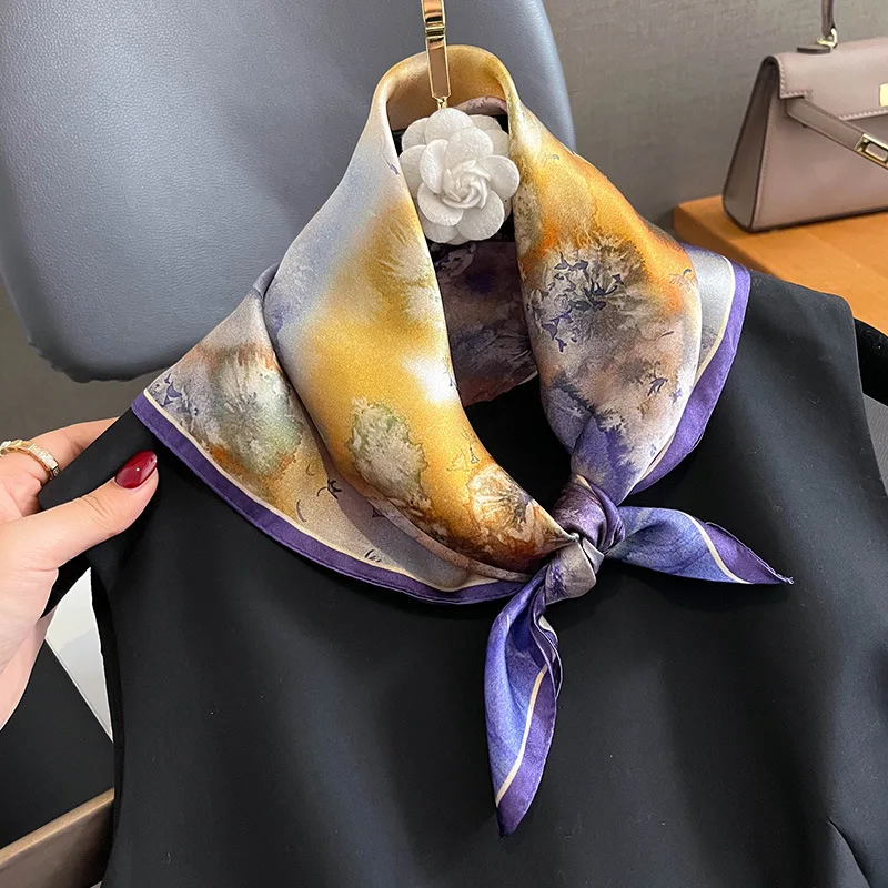 100% Natural Real Silk Scarf Women Shawl Headband New Bandana Square Scarves Wrap Kerchief Mulberry Luxury High Quality Hijab