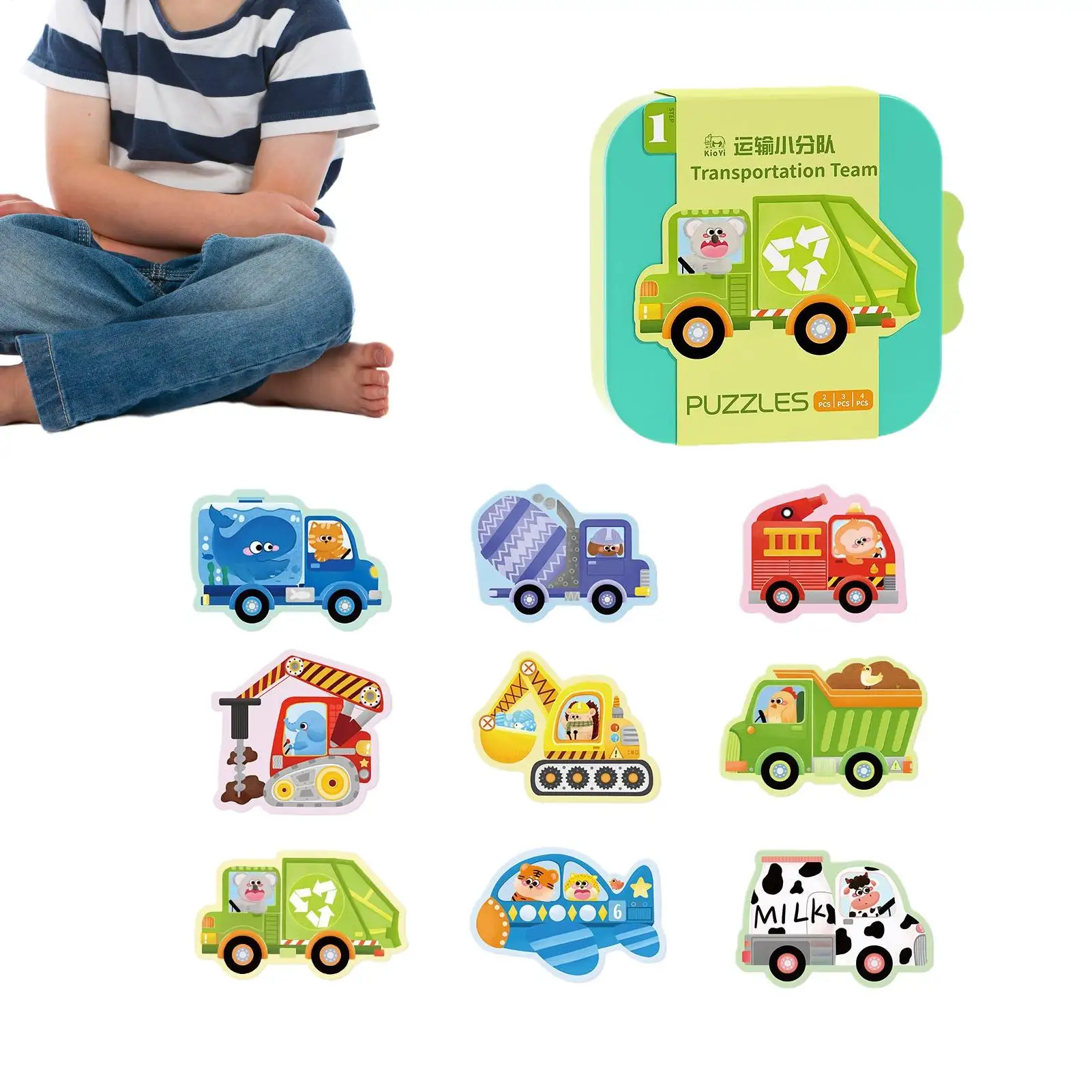 Puzzle dla dzieci, zabawki edukacyjne z kreskówkami, puzzle edukacyjne dla chłopców i dziewczynek w wieku 3-5 lat, prezenty na Boże Narodzenie, upominki na podróż