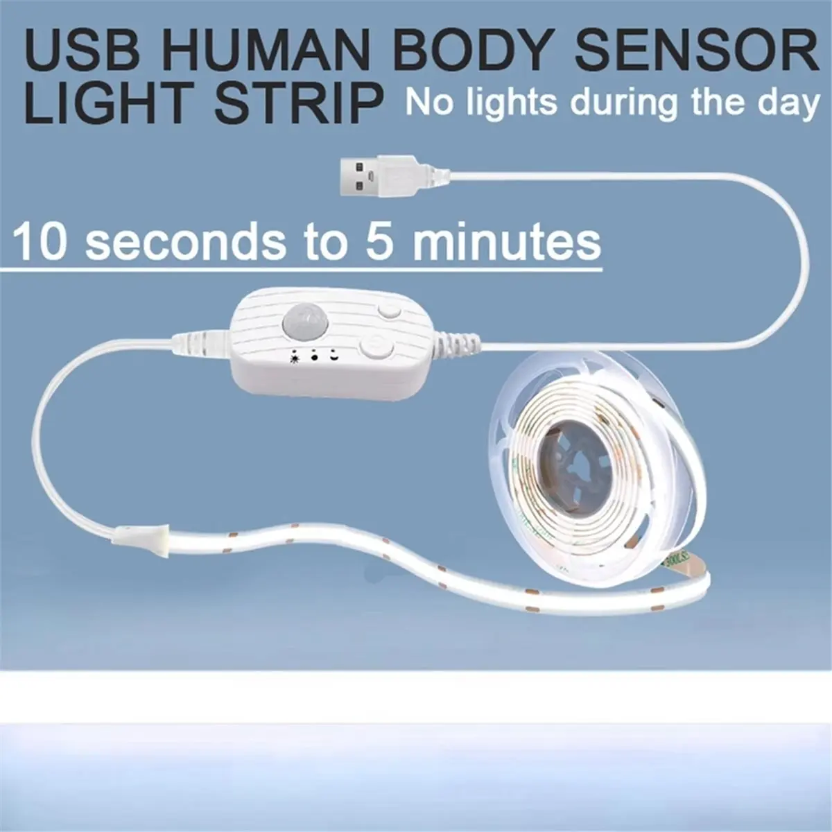 Motion Sensor Light Strip USB Powered Rechargeable Motion Activated LED Closet Strip Light for Staircase Closet Cabinet