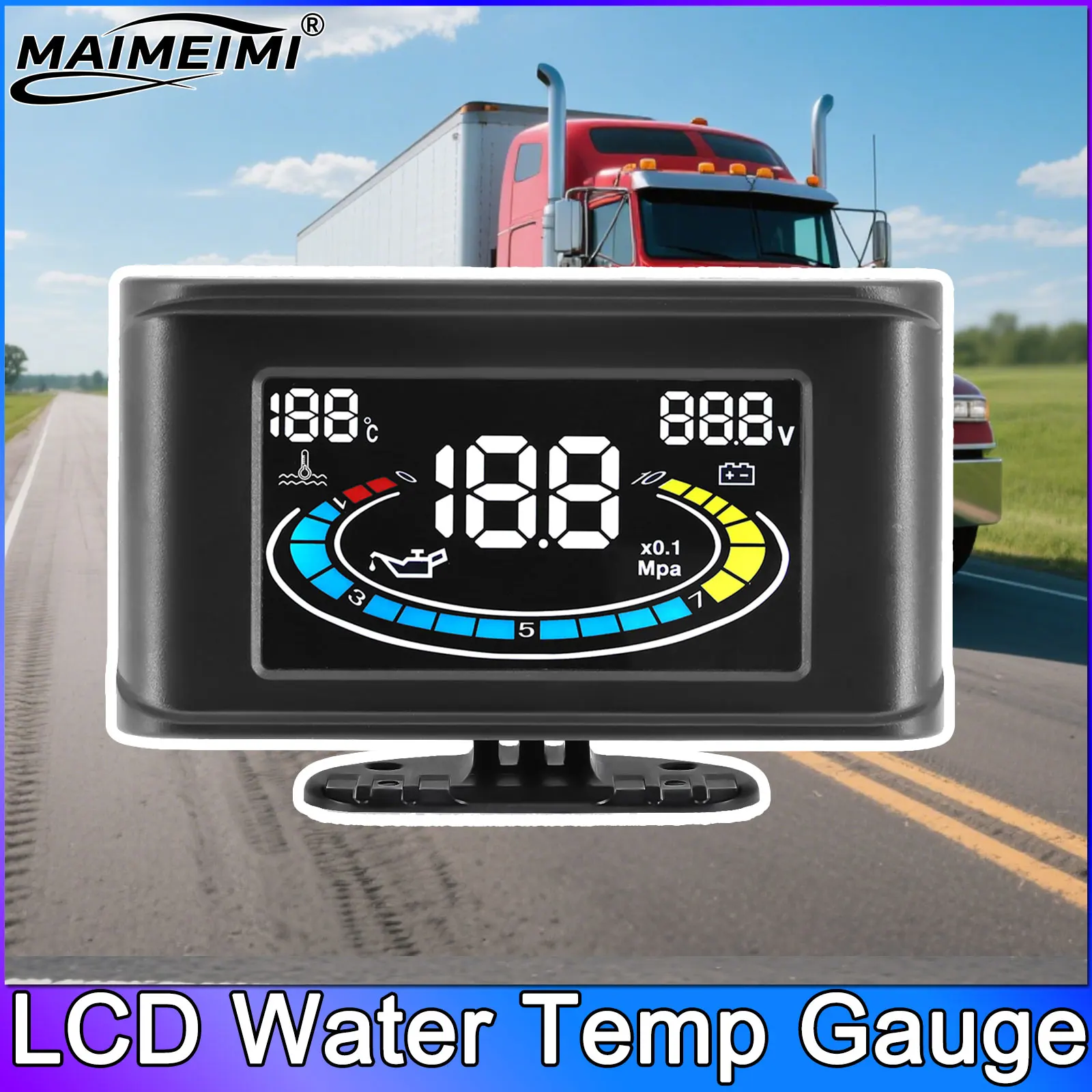 

3в1 ЖК-цифровой датчик температуры воды Вольтметр давления масла Измеритель уровня топлива 1/8 NPT Датчик давления масла + датчик температуры воды