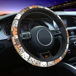 Funny Cats Car Steering Wheel Cover 38cm Animal Cat Steering Wheel Protective Cover Car-styling Steering-Wheel Accessories