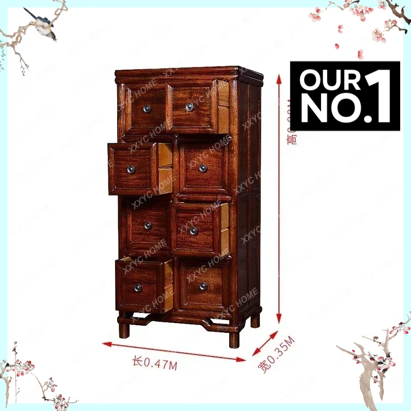 X-S Mahogany furniture rosewood black red sandalwood bright eight draws, storage, lockers all solid wood simple HG