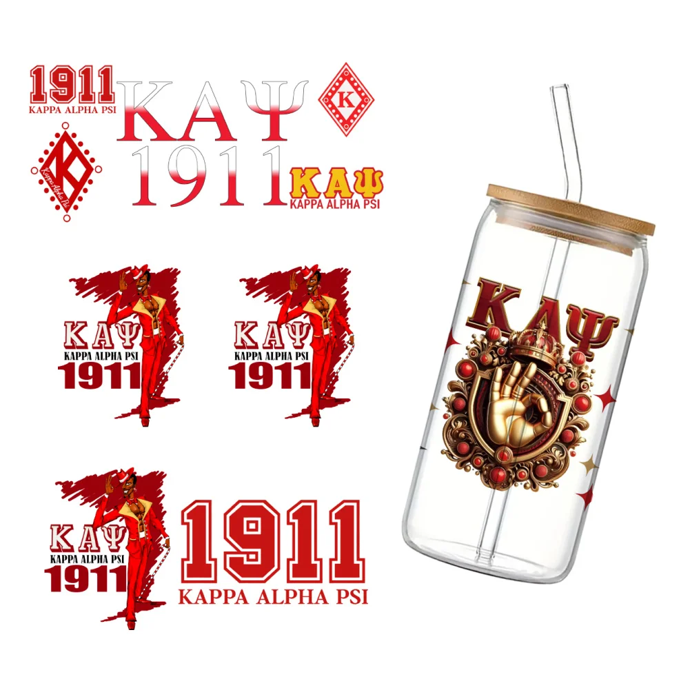 Kappa Alpha Psi Fraternity Sorority 11x24cm Waterproof Cup Wrap Sticker for Thermal Cups Ceramic Mugs Iced Coffee Cup Decoratio