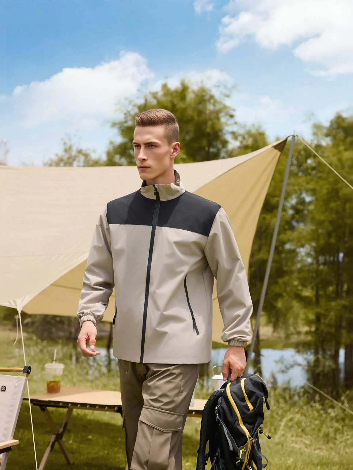 

Men's and Women's Loose Outdoor Jacket Spring and Autumn Windproof Stand-up Collar Long-sleeved Zipper Coat Brand Simple Top