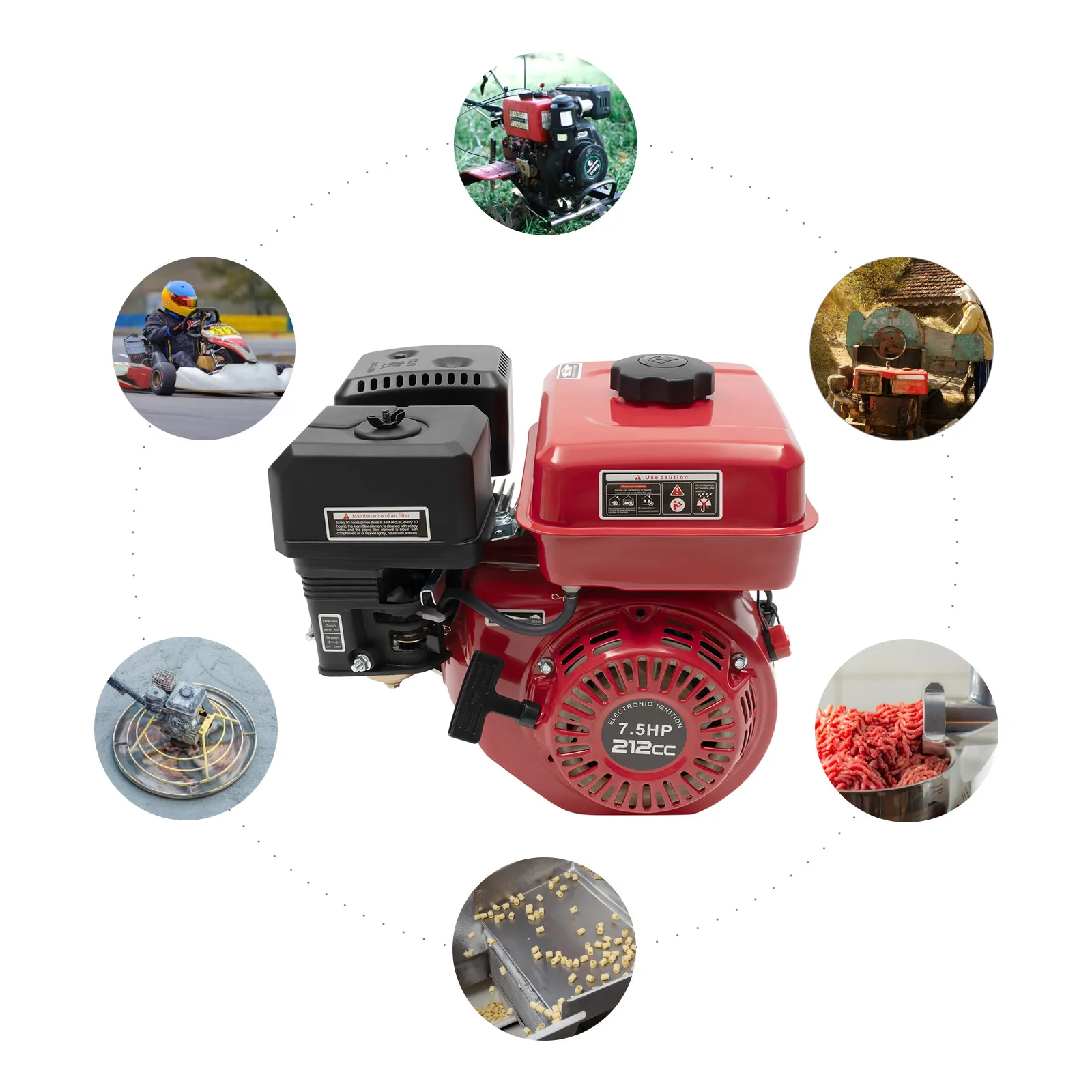 212cc Gas Engine 7.5HP 4 Stroke Motor 3000W 3600RPM Recoil Start for Water Pump Generator Log Splitter Pressure Washer