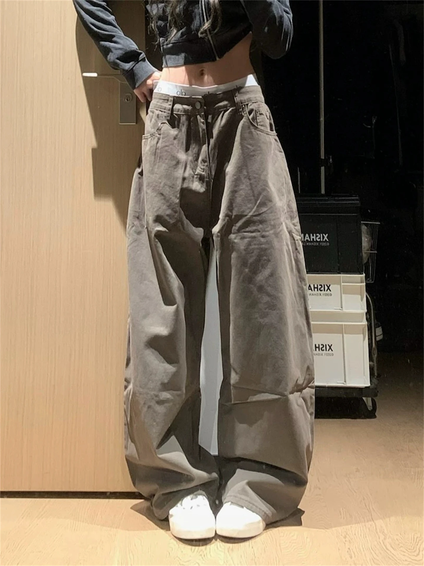 American Retro Bent Knife Paris Buckle Men's Casual Pants Loose Straight Leg Wide Leg Jeans for Spring Autumn Clean Fit