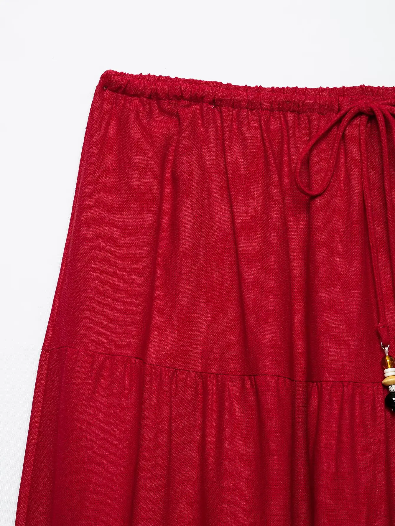 HH Elegantes Damen-Set in Rot, 2-teilig, mit Neckholder-Crop-Top und Stufenrock, Sommer-Outfit für Hochzeitsgäste und Urlaub – Detail 16