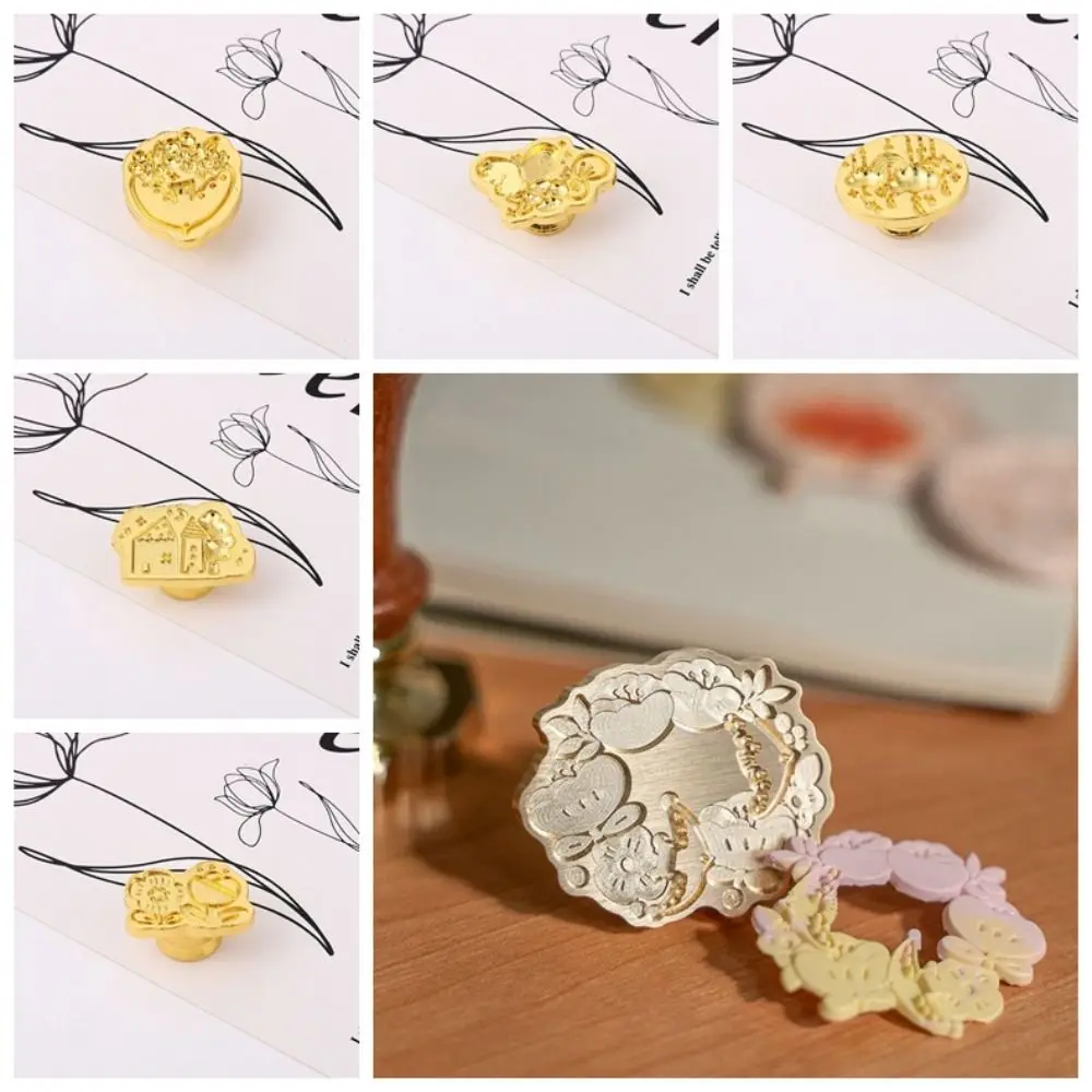 Replace Head Rose Embossed Sealing Wax Stamp DIY Tool Flowers Vintage Sakura Wax Seal Stamp Antique Metal Leaf