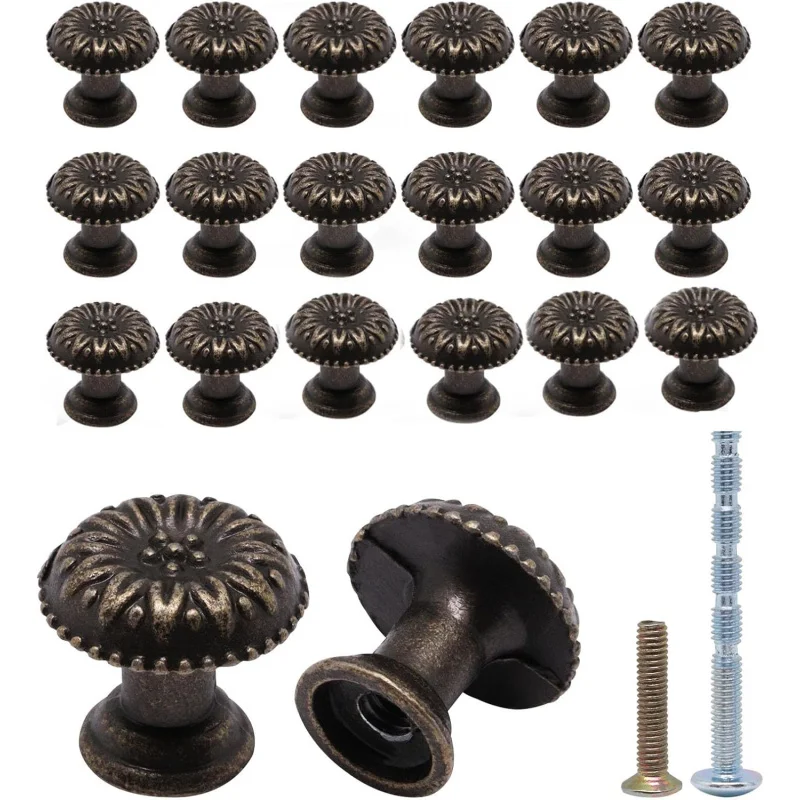 18 ชิ้นลิ้นชัก Vintage, ดึง, กล่องเครื่องประดับขนาดเล็ก, สังกะสีอัลลอยด์ Knob จับไม้