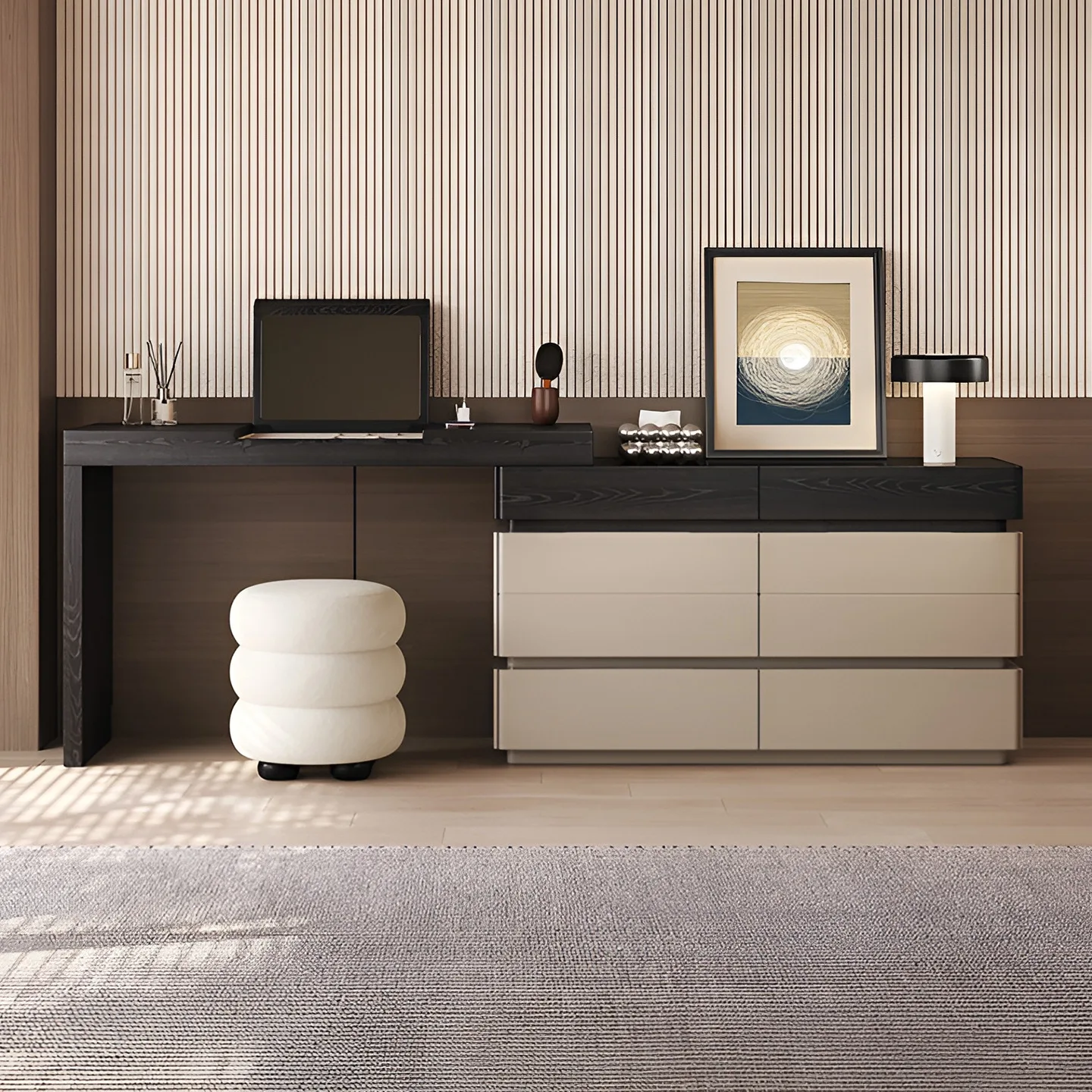 LMM modern simple dresser chest cabinet integrated Italian minimalist retractable bedside storage makeup table