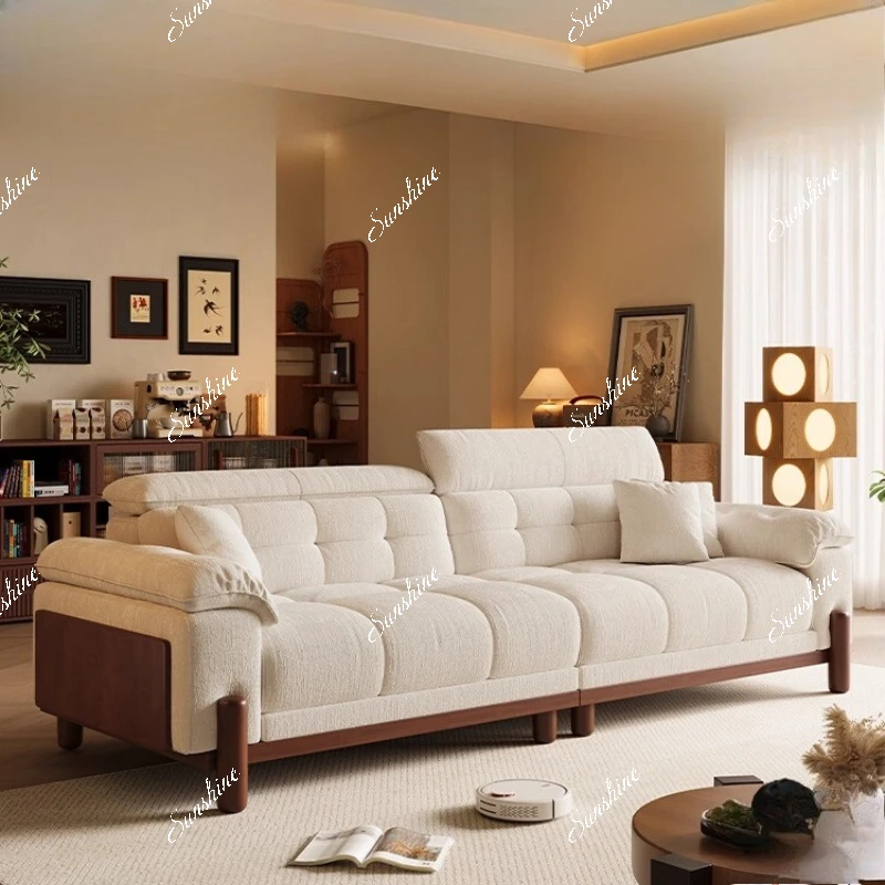 French log wind cloud function sofa retro simple living room apartment high foot flannel