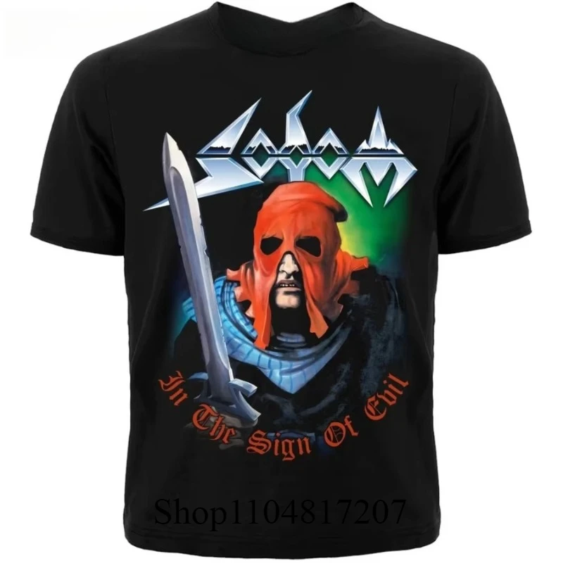In The Sign of Evil Print Oversize T-Shirt Retro Hip-Hop Rock Band Sodom Kurzarm Lässiges vielseitiges Herren- und Damen-T-Shirt