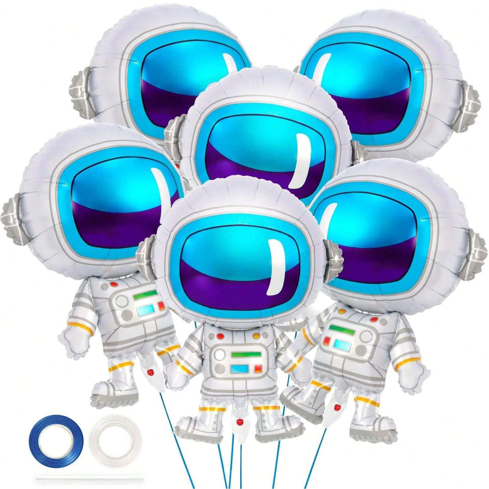 6 Stück 30 Zoll Extra Große Astronauten-Ballons, Aluminiumfolien-Ballons, Weltraum-Thema, Geburtstagsparty, Raumdekoration, Ballons