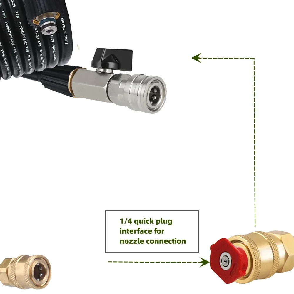 Kit de válvula de bola para lavadora de alta presión, conector rápido de 1/4" y M22 de 14mm para interruptor de encendido/apagado de manguera de lavadora eléctrica