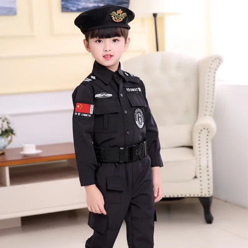 Kinderen Politieagent Cosplay Kostuum Jongens Meisjes Kind Politie Uniform Leger Politieagenten Kleding Carnaval Feest Verkleden Verjaardagscadeau