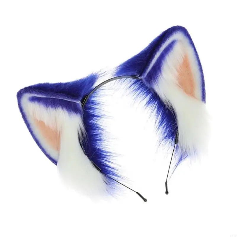 195E Artificial Furry Ear Hairband Cosplay Anime Headband Women Stage Shows Hairhoop