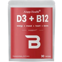 30 Patches Vitamin D3 & Vitamin B12 Transdermal Patches Natural Energy, Mood, Metabolism &