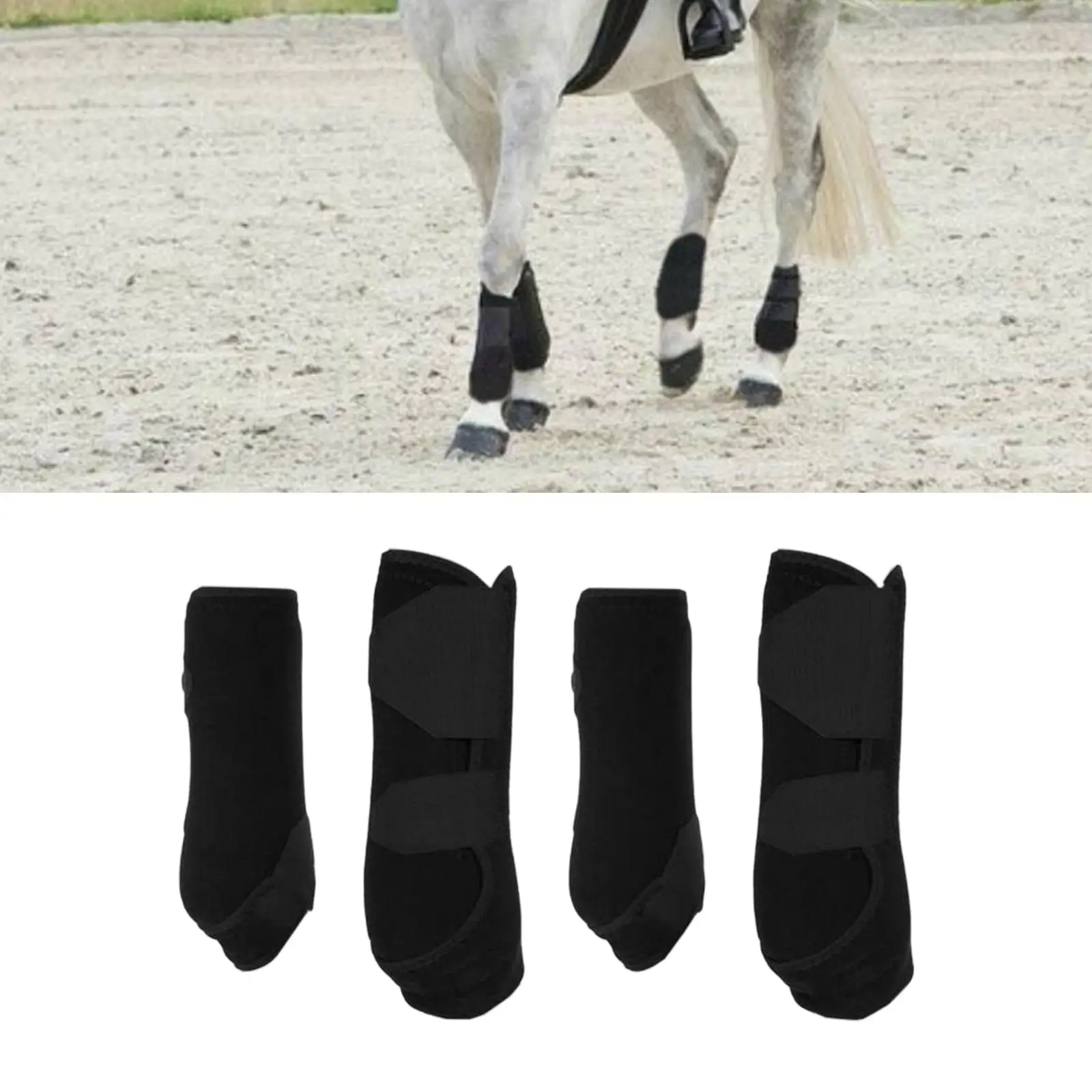 4Pcs Neoprene Horse Boots Leg Protection Wraps Shockproof Tendon Protection Guard for Jumping Training Equestrian Equipment