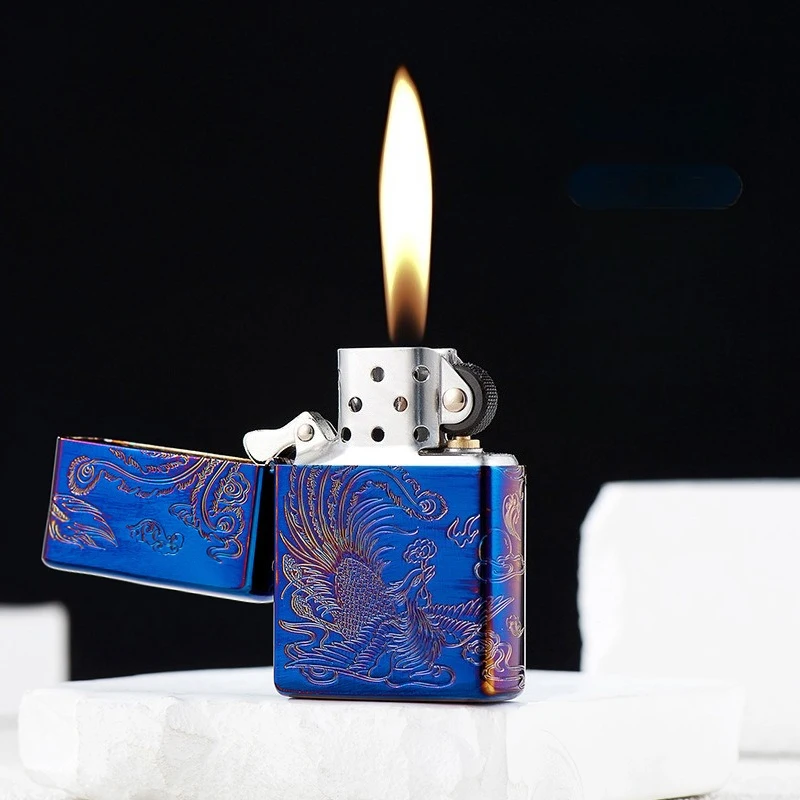 Genuine CHIEF Smoked Blue Series Metal Kerosen Lighter, High-end Gift Men's Cigarette Accessories Personalized Gift