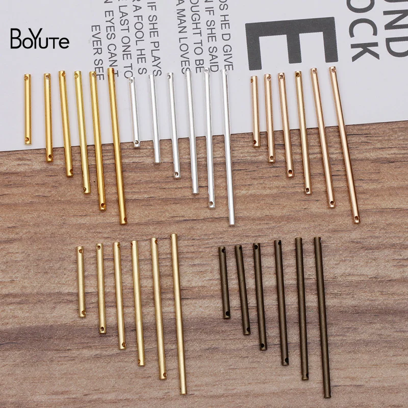 BoYuTe (100 Pieces/Lot) 20-25-30-35-40-45MM Metal Brass Double Hole Cylindrical Rod Materials for Earrring Jewelry Making