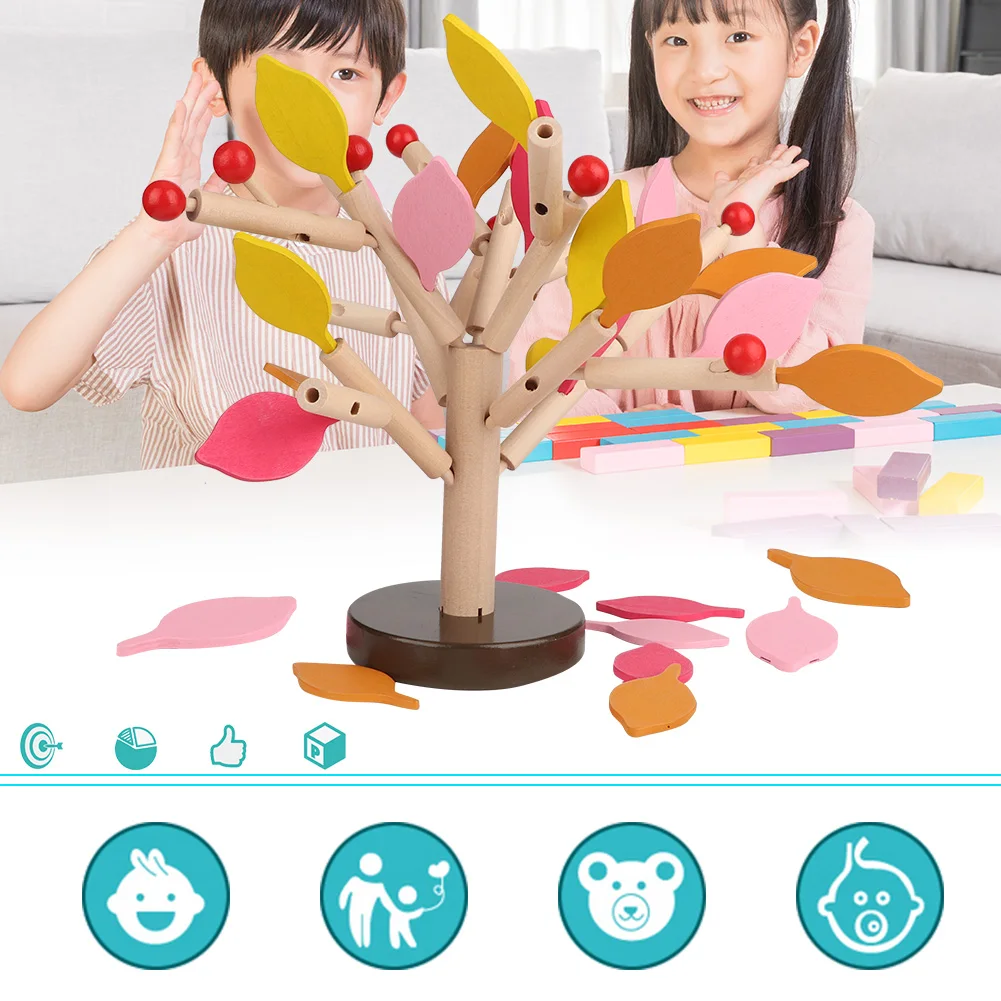 ZK30 Wood Building Blocks Tree Set DIY Puzzle 3D Wooden Assembled Toys (Yellow Leaf)