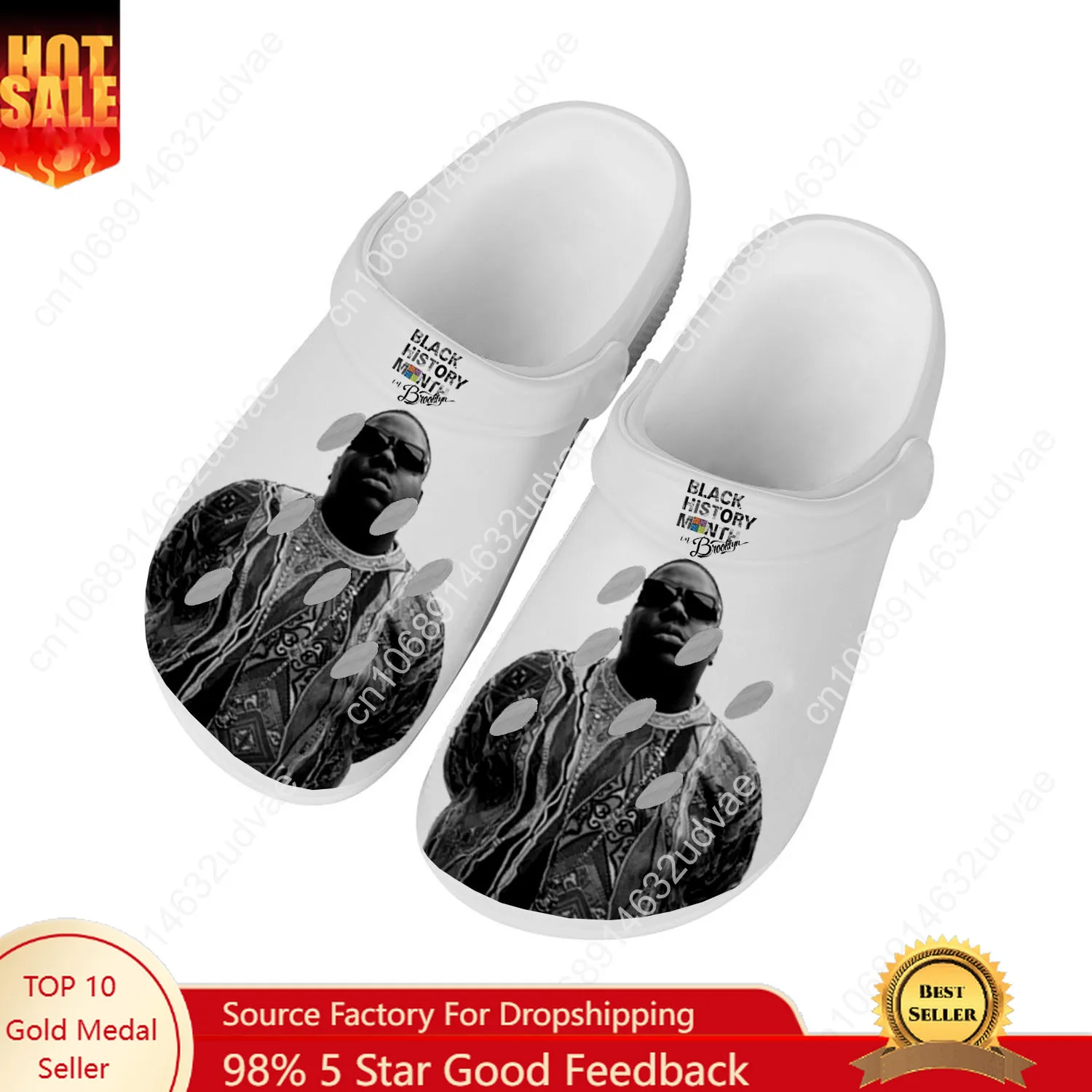 

The Notorious B.I.G Water Shoes Men Women High Quality Fashion Home Garden Clogs Customizd Sandals Beach Breathable Hole Slipper