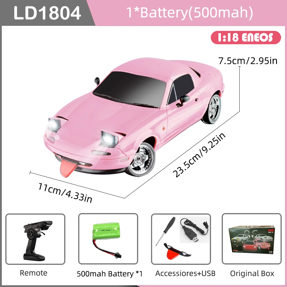 LDRC LD1804 RC Drift Auto 1/18 Mazda Mx5 2.4G 2WD ESP Gyroscoop LED Verlichting Volledige Schaal Gecontroleerd Model Kinderen auto Speelgoed Geschenken