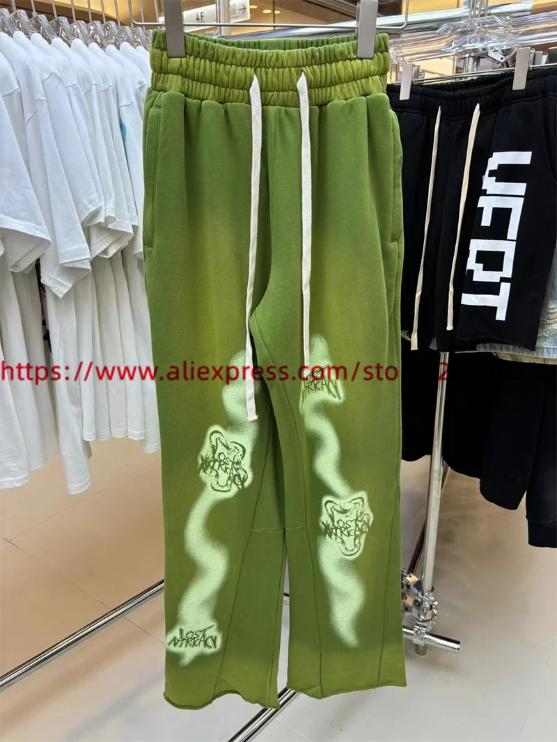 Moletom de strass de grandes dimensões para homens e mulheres, casual jogger, cordão, calças diamante, perdido, diamantes, verde, qualidade superior