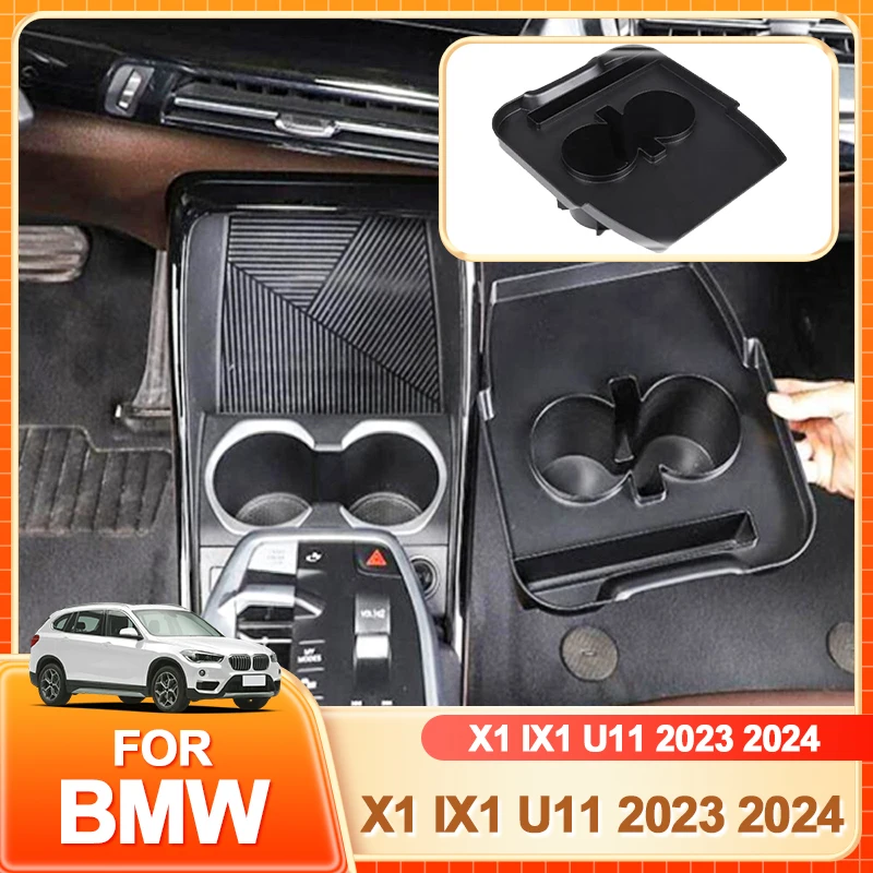 

Glasses Holder Hot ABS Black Car Central Control Water Cup Holder Mobile Phone Tray Storage Box For BMW iX1 X1 U10 U11 2023-2