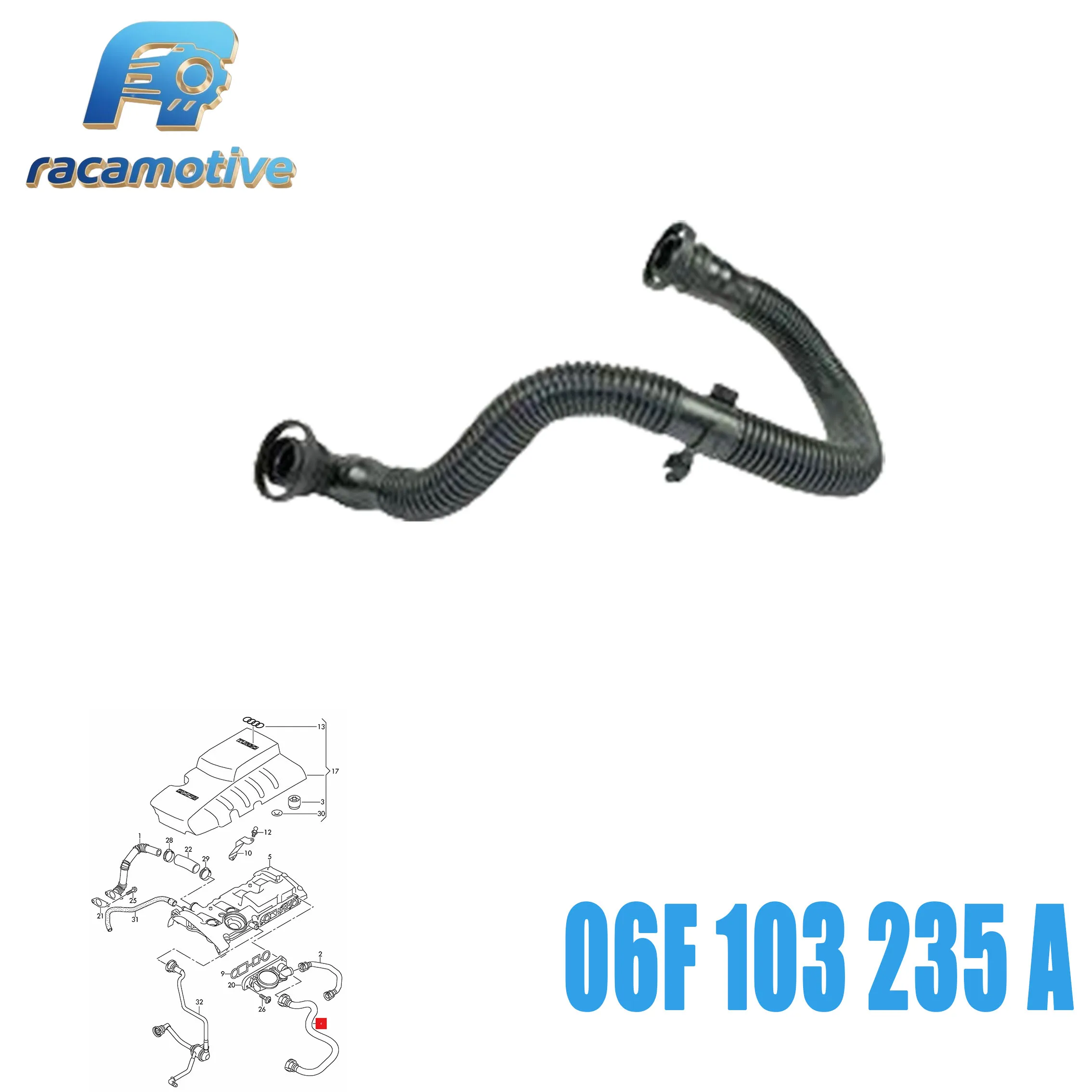 Brand New Auto Crankcase Ventilation Hose FOR Audi A3 Sportback A4 B7 A6 C6 TT Volkswagen EOS PASSAT B6 06F103235A