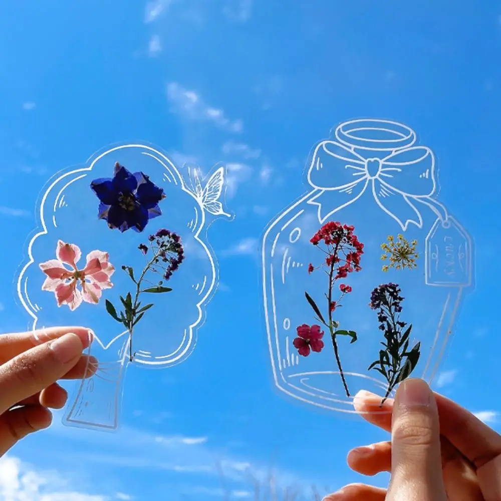 DIY Materials DIY Dried Flower Bookmarks Pressed Flower PET Dried Flower Stickers Handmade Herbarium Flower Page Bookmark