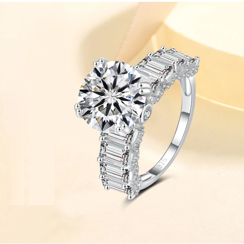 4 Carat D Color VVS1 Moissanite Diamond Rings for Women Luxury s925 Silver Moissanita Wedding Ring Beauty Gifts Fine Jewelry