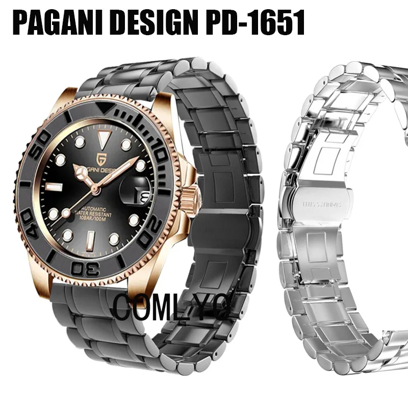 For PAGANI DESIGN PD-1651 watch Strap Stainless steel metal Men smartwatch Band 20MM