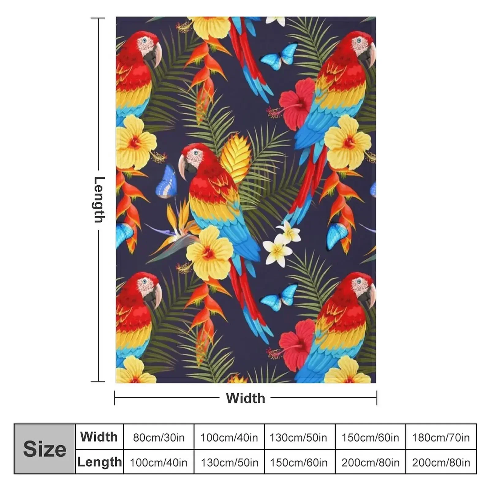 Wild Macaws Painting (Black) - Exotic Tropical Birds - Colorful Parrots Throw Blanket Sofas Soft Beds halloween Blankets