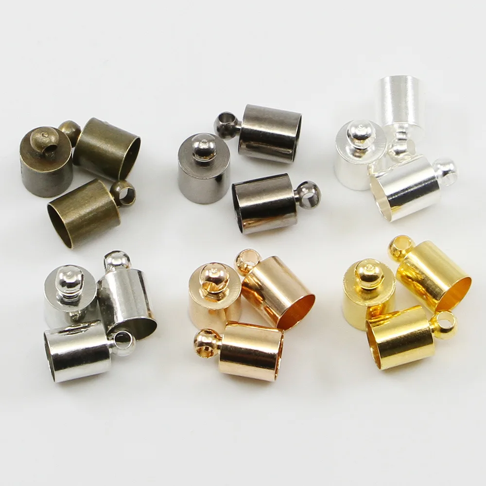 

100Pcs/lot 8mmX12mm Tassel Cord End Crimp Multicolor Copper Cap Cover Beads Caps for Jewelry Making Supplies Accessories