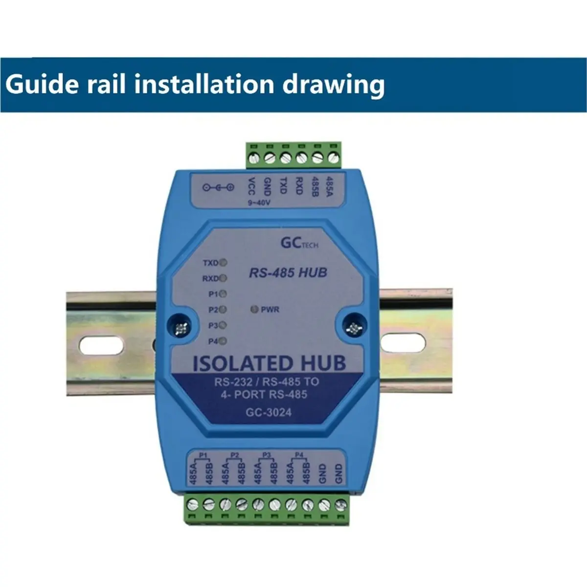 (A99Z] -3024 Four-Way -485 Bus Split Hub Modbus 485 Repeater -485 Photoelectric Isolation 1 in 4 Out Protection
