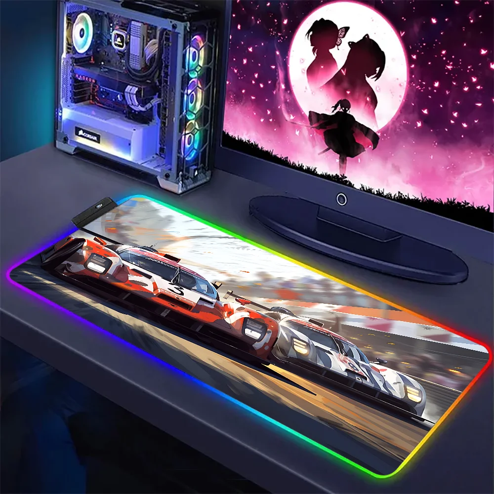 RGB Racing Car Mause Pad Gamer Button Mousepad 900x400 Gamimg Setup Pc Led Rug Big Mousepad XXL Playmat Accessories 4mm Desktop