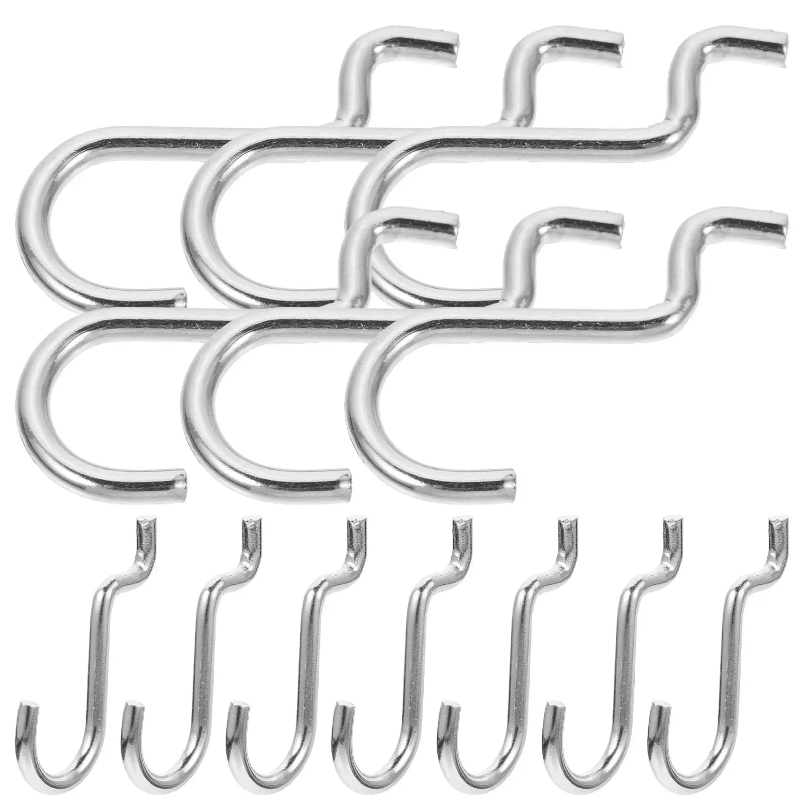 

20pcs Iron Hooks Pegboard Storage Shelving Pegboard Hangers Wall Silver 674 Utility Garage Tool Organizer Hooks