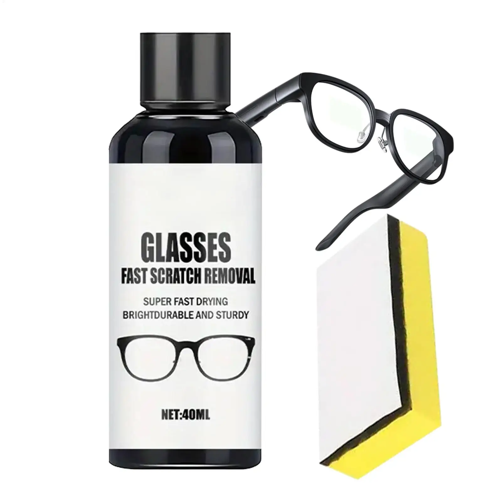 Long-Lasting Lens Scratch Remover Portable Sponge Restorer 40ml Eyeglasses Glasses Scratch Repair Cream Yellowing Resin