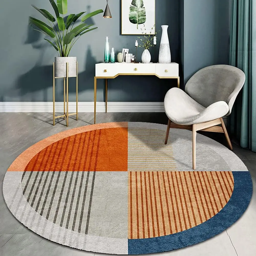 VIKAMA Nordic Geometric Circular Carpet Family Living Room Decoration Bedroom Study Coffee Table Mat Desk Swivel Chair Foot Mat