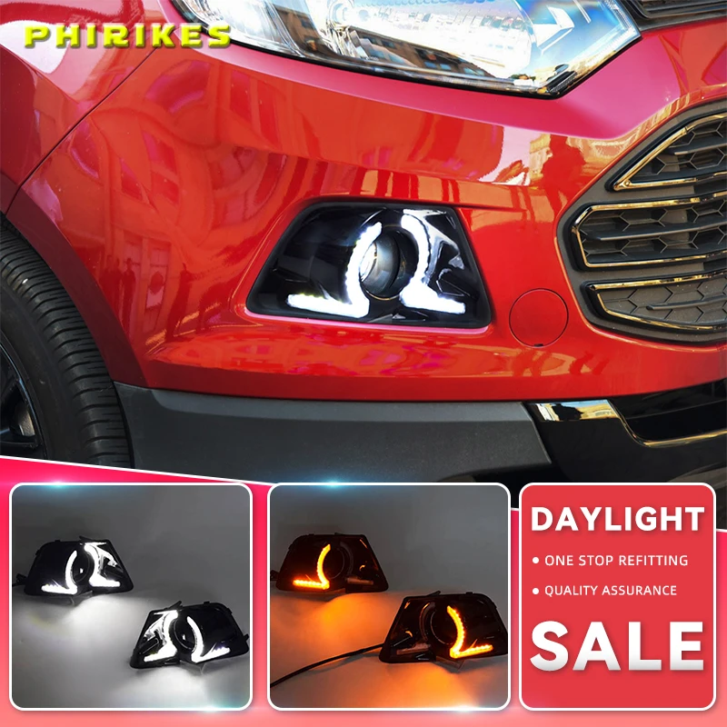 

1 set LED DRL Daytime Running Lights Daylight yellow turn Fog Head white Lamp For Ford Ecosport 2013 2014 2015 2016