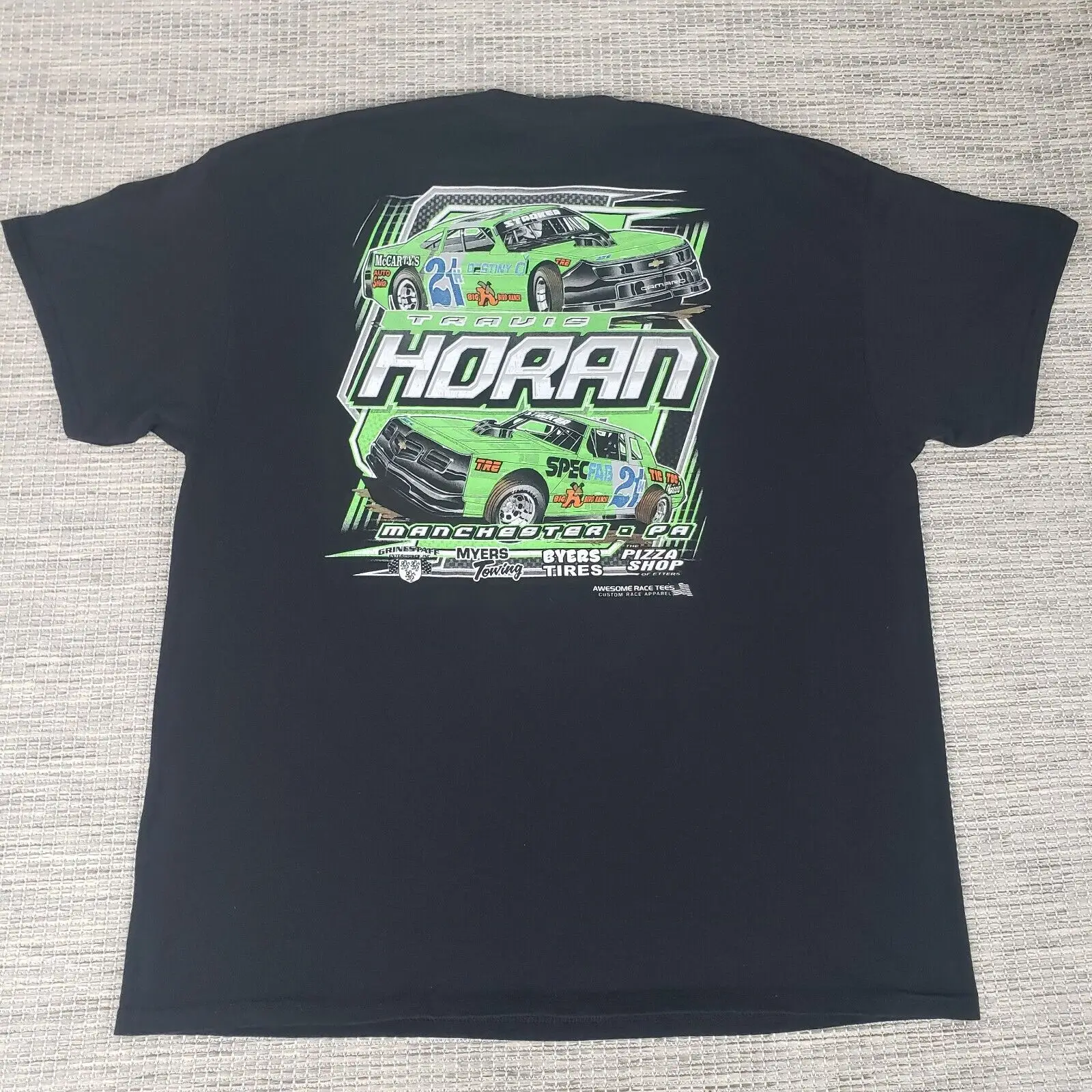 Travis Horan Racing T Shirt Mens Black 2XL XXL Double Sided