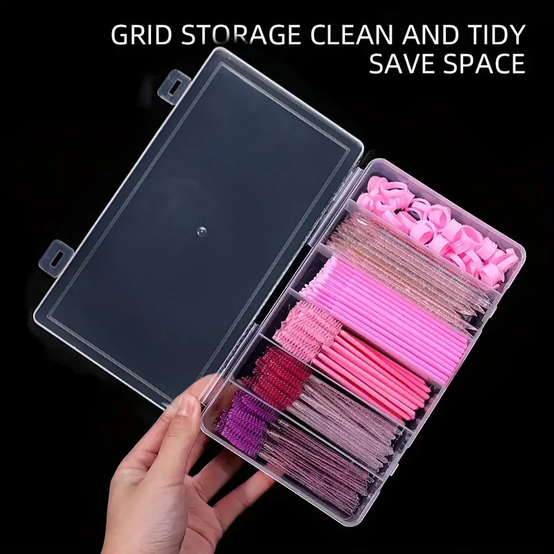 Boîte de rangement à 6 compartiments, boîte de rangement de bijoux en plastique, adaptée aux cils, finition domestique noire pour les yeux, transparente anti-poussière