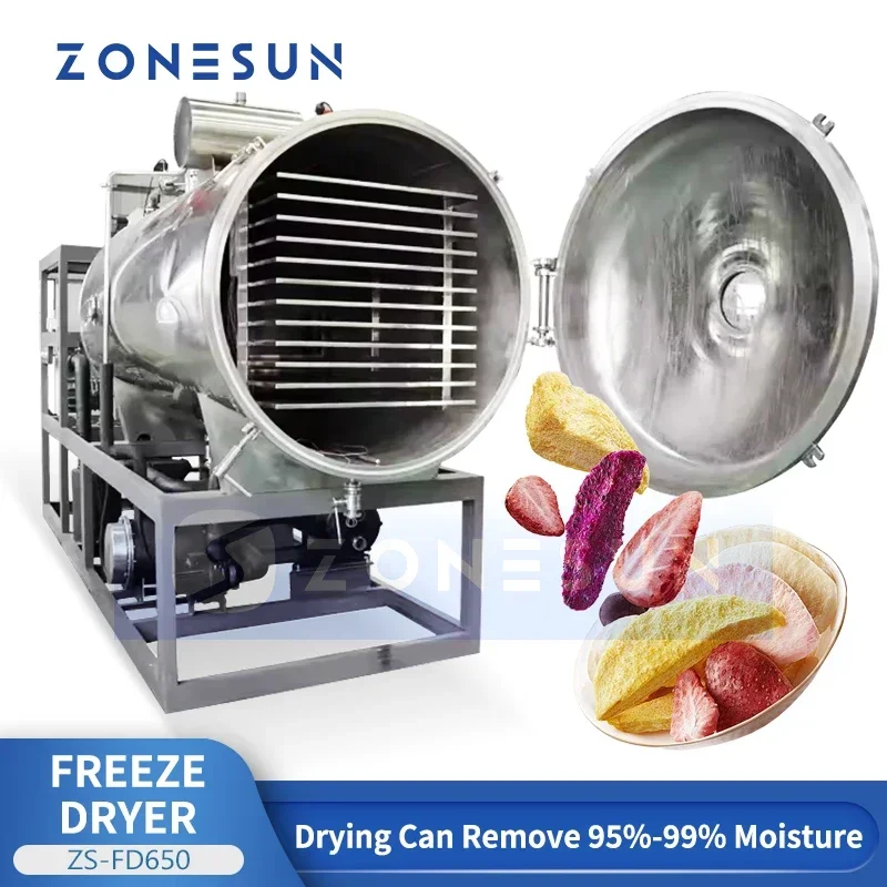 ZONESUN mesin pengering beku, peralatan pengering pembekuan makanan kering vakum ZS-FD650 untuk industri