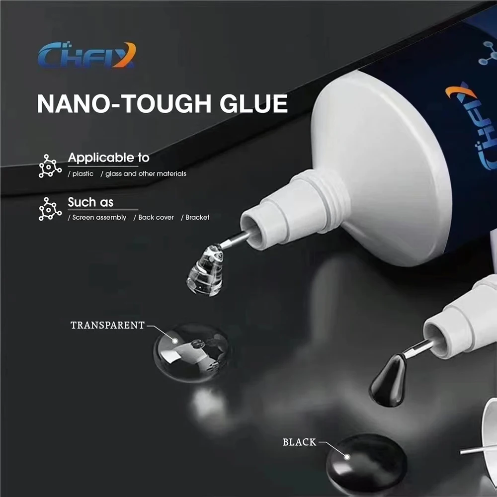 Fonlyu-pegamento NANO resistente para cubierta trasera de iPhone, adhesivo de soporte sellador de Marco medio, sin necesidad de presionar, pegamento de curado rápido, 60ML