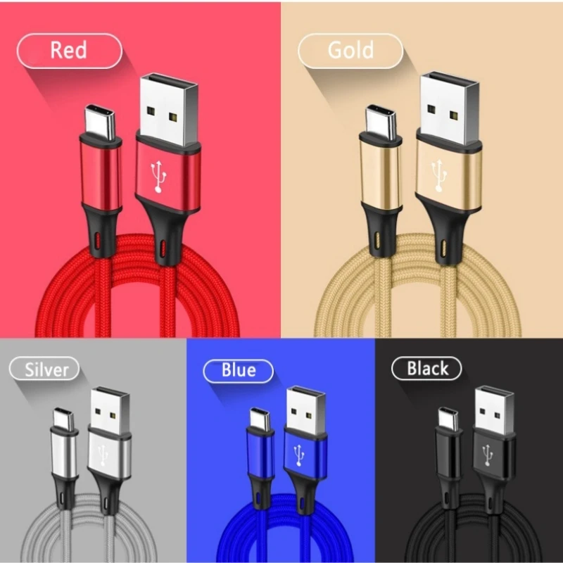 3A Fast Charging USB Type C Cable For Samsung Xiaomi Huawei USBC Type-C Charger Origin Mobile Phone Cord Short Long 0.2m 2m 3m