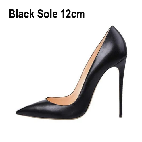 Klassische Matte Schwarz 12 cm High Heels Schuhe Frau Pumpen Tacones Spitz Stilettos Sexy Hochzeit Schuhe QKOU002 ROVICIYA 5