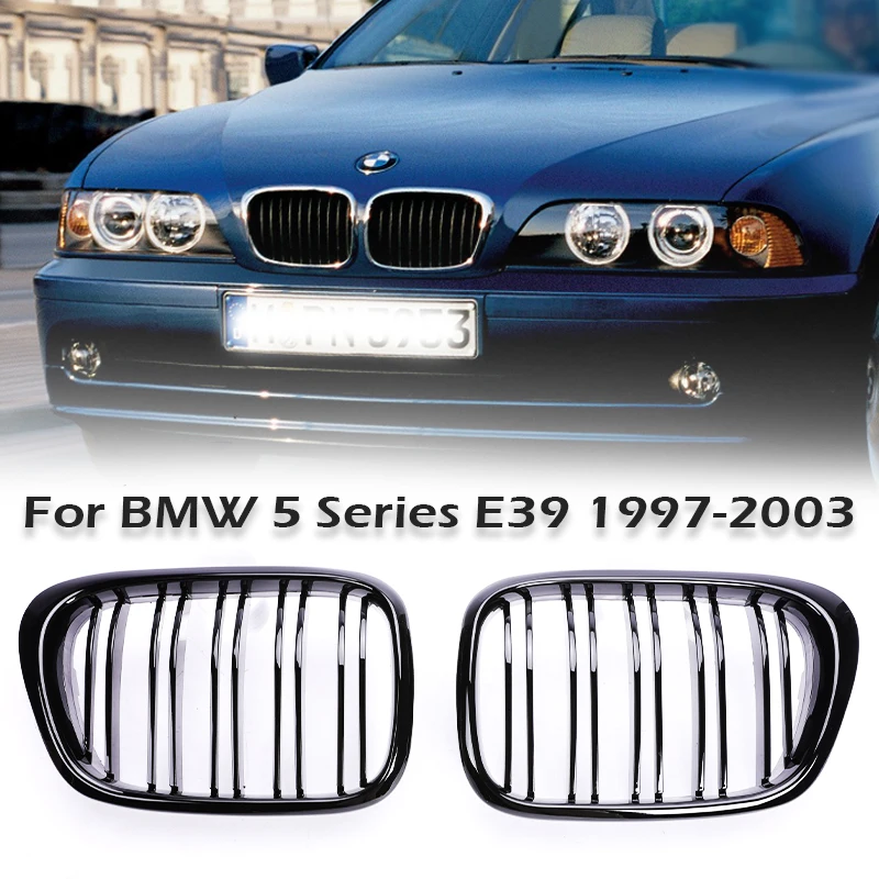 Amortecedor dianteiro rim grill m estilo grade cromada para bmw série 5 e39 1997-2003 bmw e39 520i 523i 525i 528i 530i 535i 540i m5