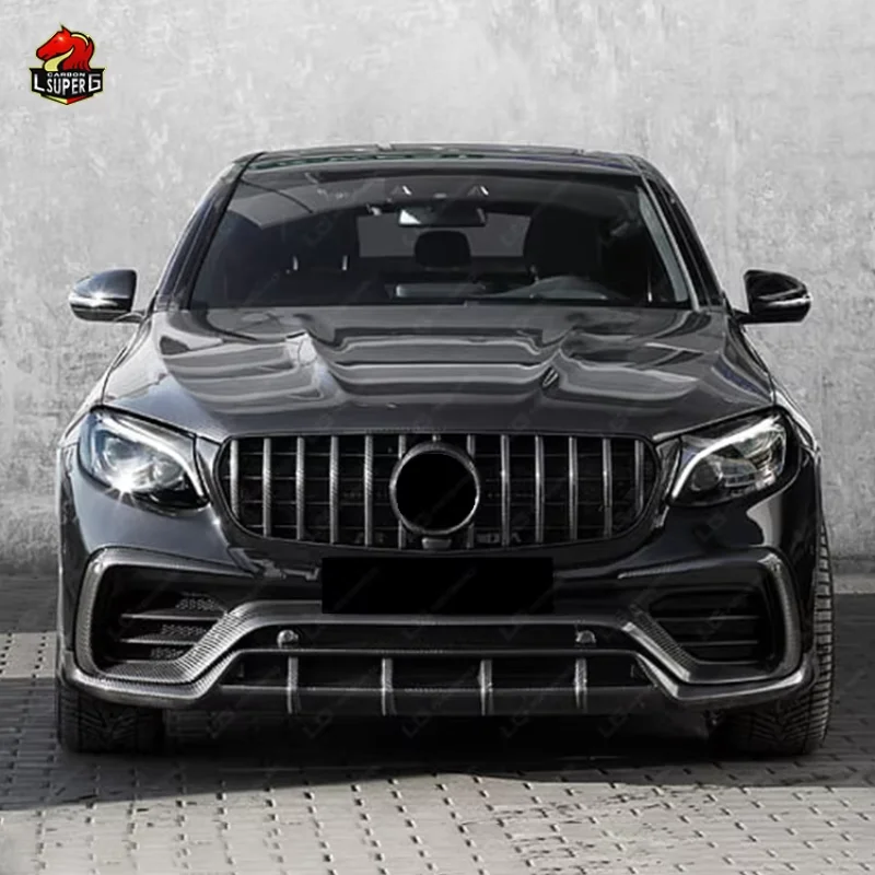 Factory Price Car Kit For Mercedes Benz GLC63 Coupe To T Style Carbon Fiber Front Lip Rear Diffusers Wheel Brow Spoiler Body Kit