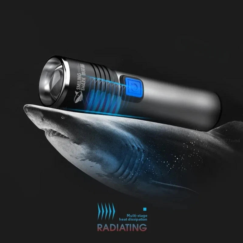  SMILING SHARK Outdoor Flashlight Portable Strong Light Variable Focus Multifunctional Rechargeable Flood Lighting Lamp